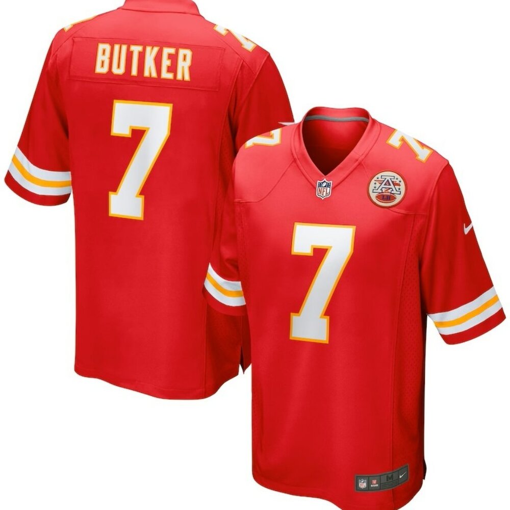 HARRISON BUTKER 7 - KANSAS CITY CHIEFS RED STITCHED FOOTBALL JERSEY - UNISEX